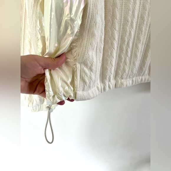 Free‎ People Movement Sweetest Pullover Cream Iridescent Hooded Half Zip Small - Picture 5 of 14